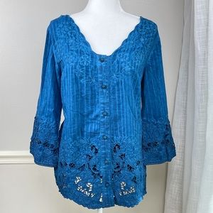 Soft Surroundings Esme Top Shirt Med NWT Posiedon